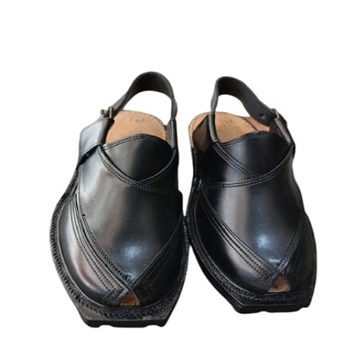 Norozi Black Light‑Sole Peshawari Chappal – Handmade Leather Comfort- TLC-10